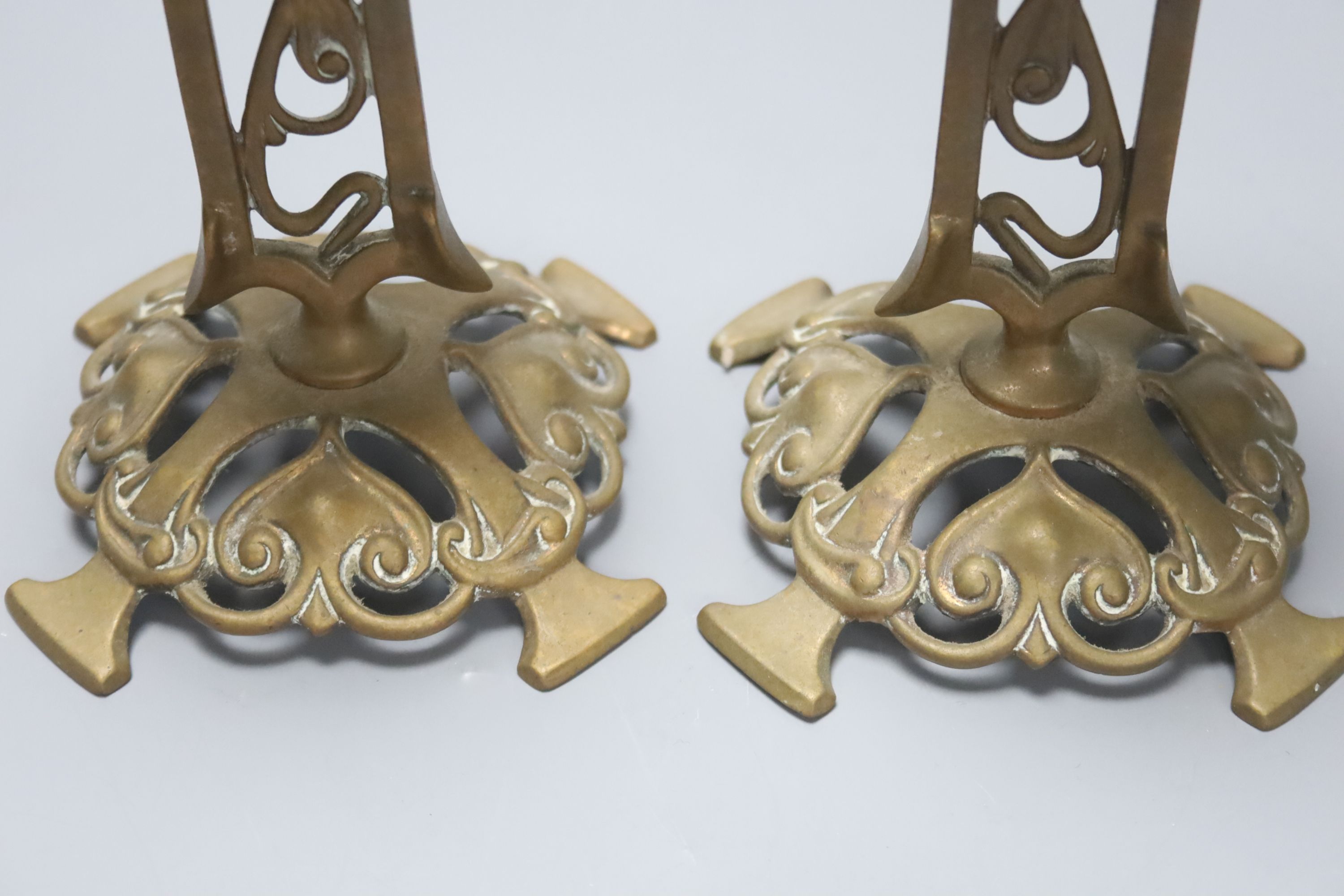 A pair of Art Nouveau candlesticks by William Tonks & Sons, height 18cm